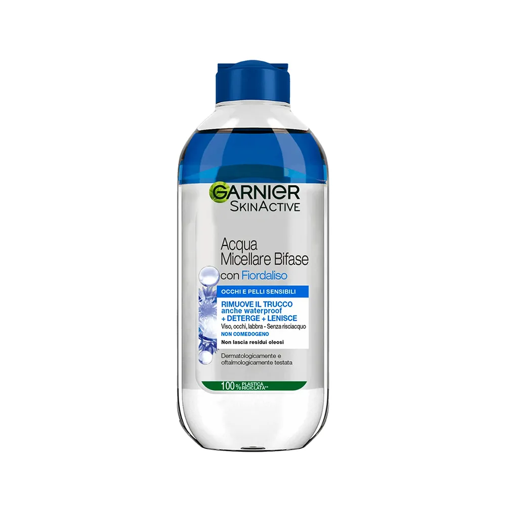 Garnier two phase micellar water for sensitive skin, blue, volume 400 ml Garnier two phase micellar water for sensitive skin blue volume 400 ml